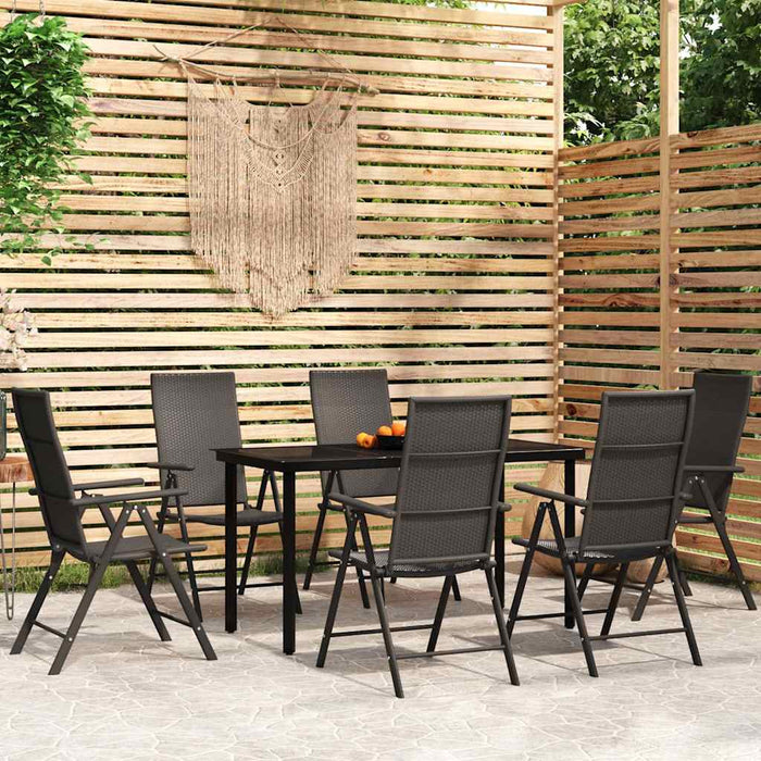 Set de servit masa pentru grădină, 7 piese, negru - WALTI WALTI