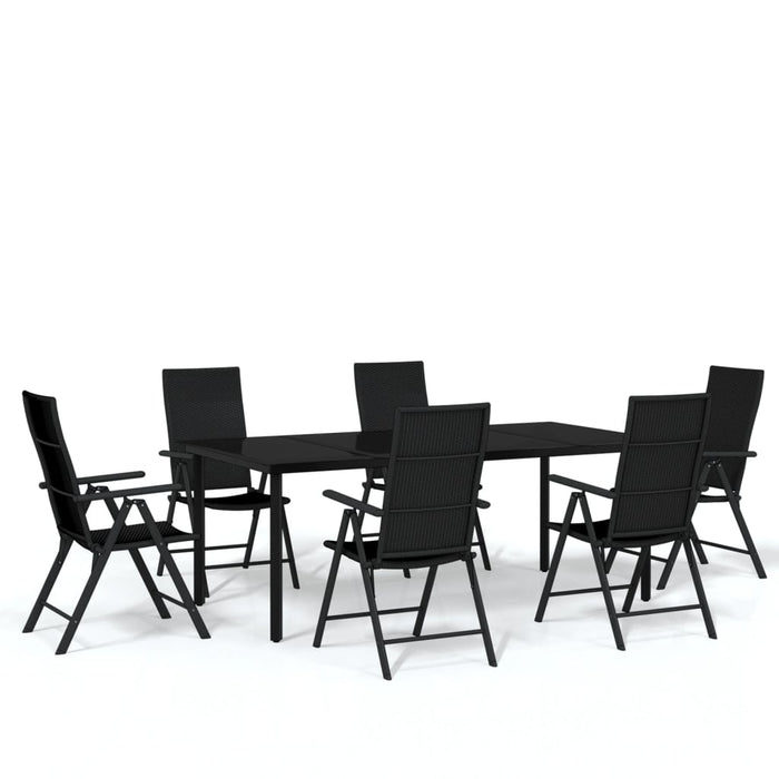 Set de mobilier pentru grădină, 7 piese, negru WALTI