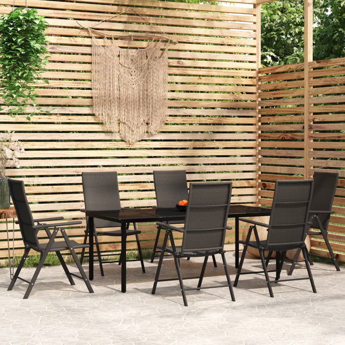Set de mobilier pentru grădină, 7 piese, negru WALTI