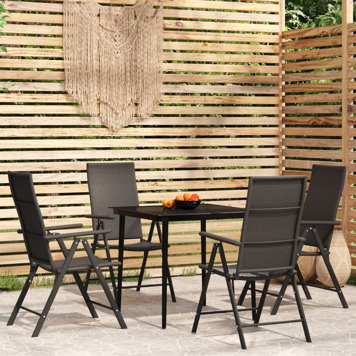 Set de servit masa pentru grădină, 5 piese, negru WALTI
