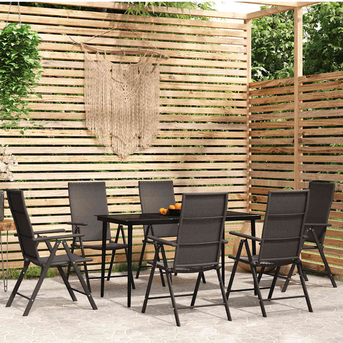 Set de servit masa pentru grădină, 7 piese, negru - WALTI WALTI