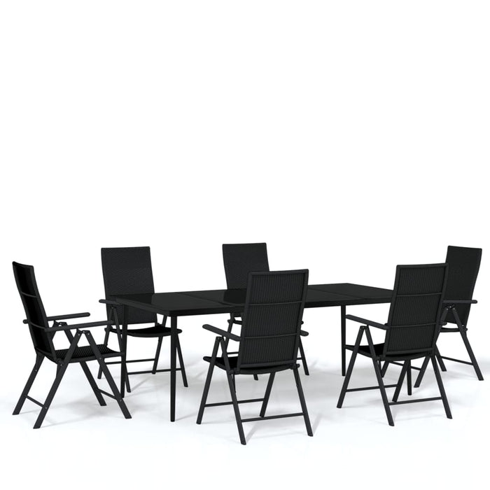 Set de mobilier pentru grădină, 7 piese, negru WALTI