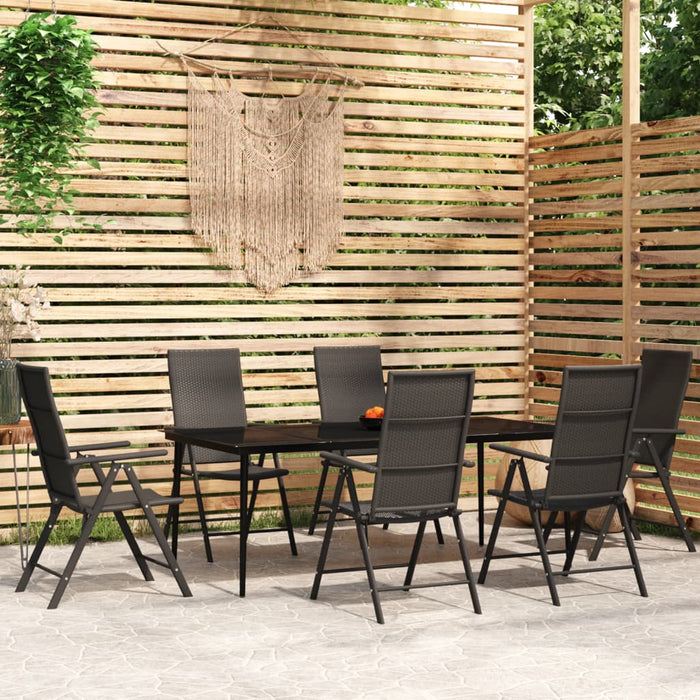 Set de mobilier pentru grădină, 7 piese, negru WALTI