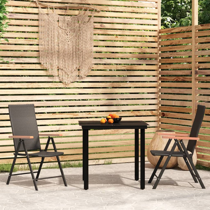 Set mobilier de grădină, 3 piese, negru WALTI