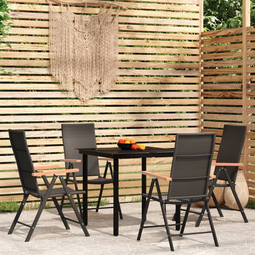 Set de servit masa pentru grădină, 5 piese, negru - WALTI WALTI