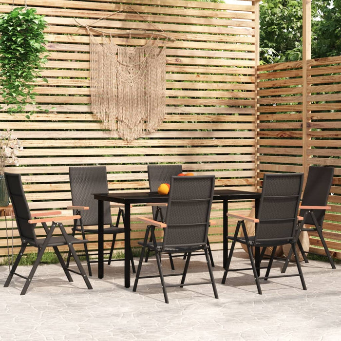 Set de servit masa pentru grădină, 7 piese, negru - WALTI WALTI