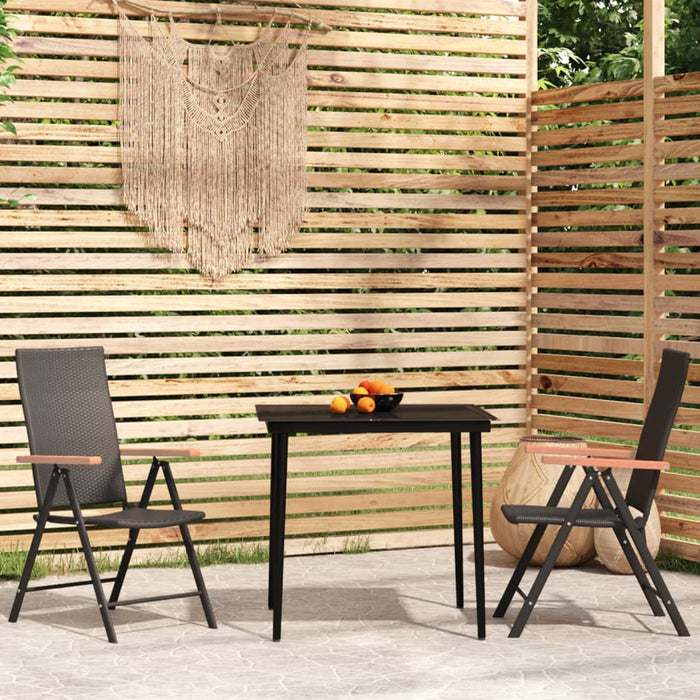 Set mobilier de grădină, 3 piese, negru WALTI