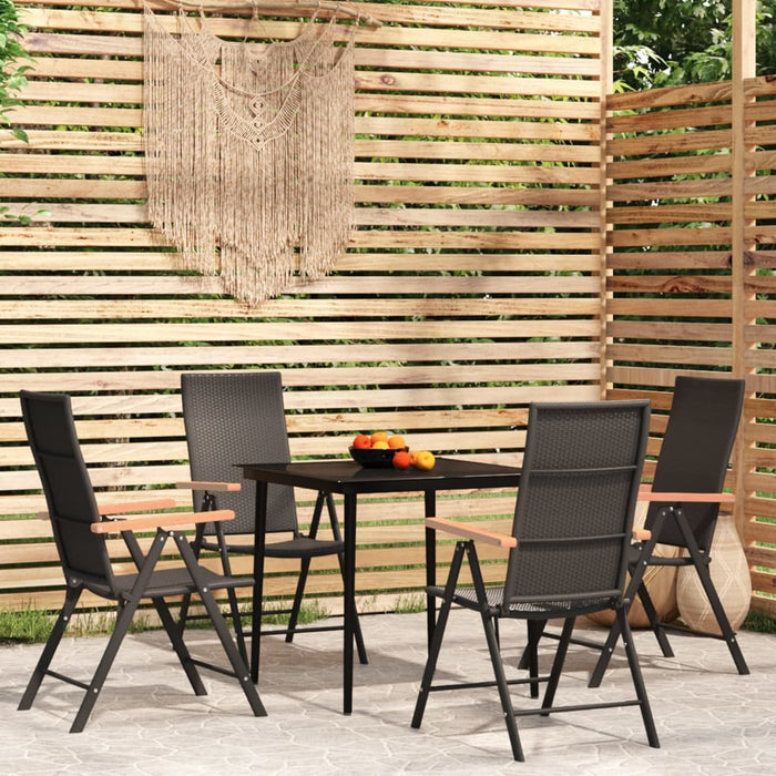 Set de servit masa pentru grădină, 5 piese, negru - WALTI WALTI