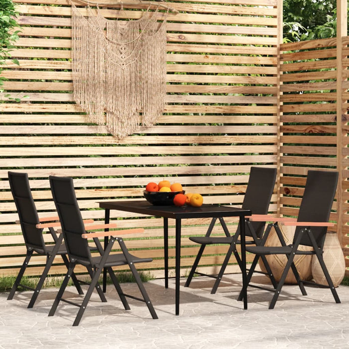 Set de servit masa pentru grădină, 5 piese, negru - WALTI WALTI