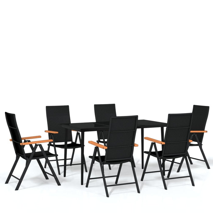 Set de servit masa pentru grădină, 7 piese, negru WALTI