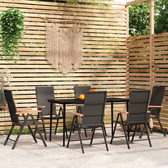 Set de servit masa pentru grădină, 7 piese, negru WALTI