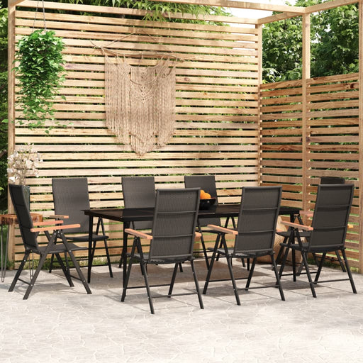 Set mobilier de grădină, 9 piese, negru - WALTI WALTI