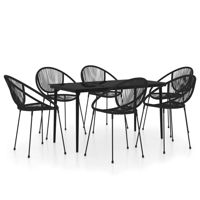 Set de servit masa pentru grădină, 7 piese, negru WALTI