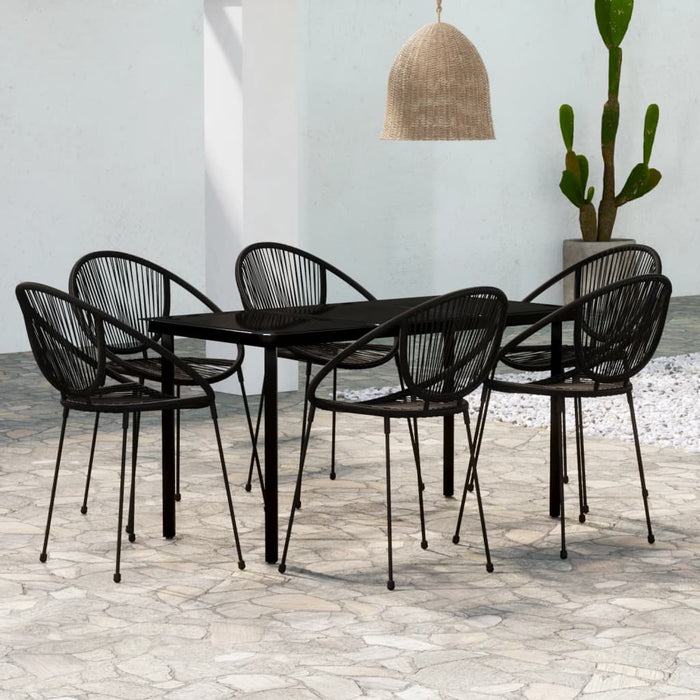 Set de servit masa pentru grădină, 7 piese, negru WALTI