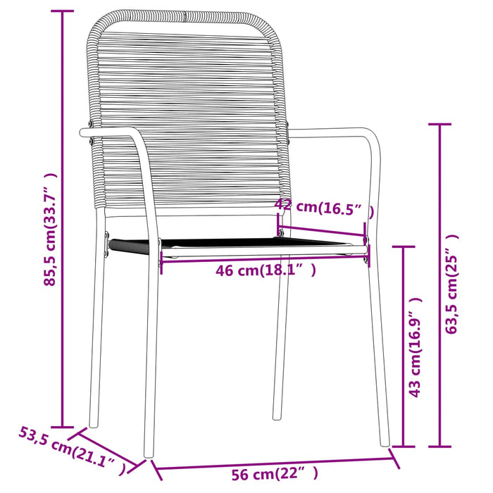 Set de mobilier pentru grădină, 7 piese, negru WALTI