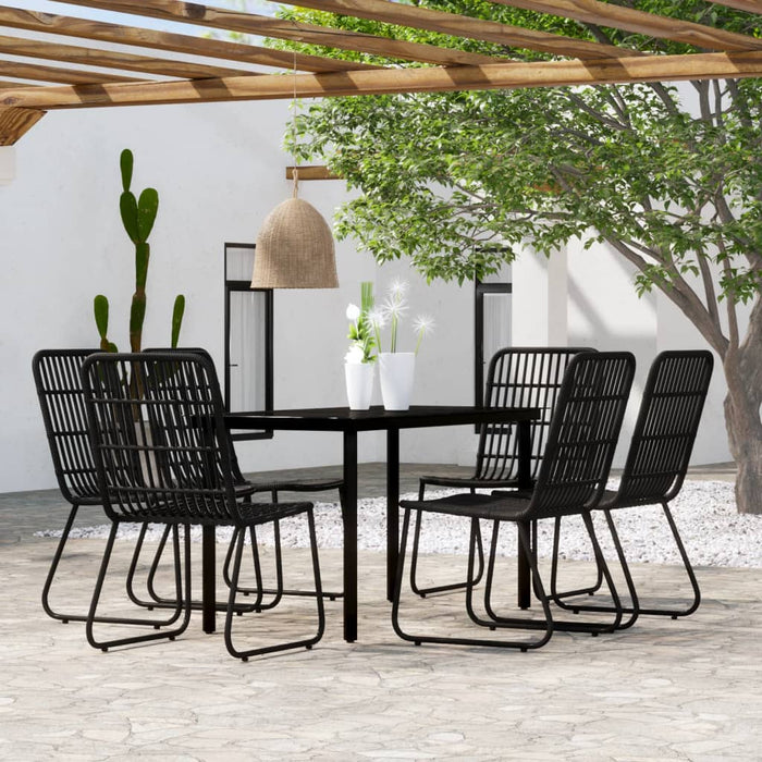 Set mobilier de grădină, 7 piese, negru WALTI