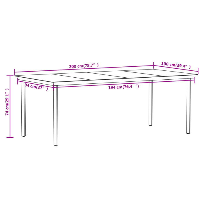 Set mobilier de grădină, 7 piese, negru WALTI