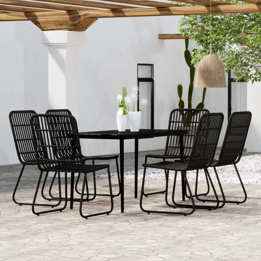 Set de servit masa pentru grădină, 7 piese, negru - WALTI WALTI