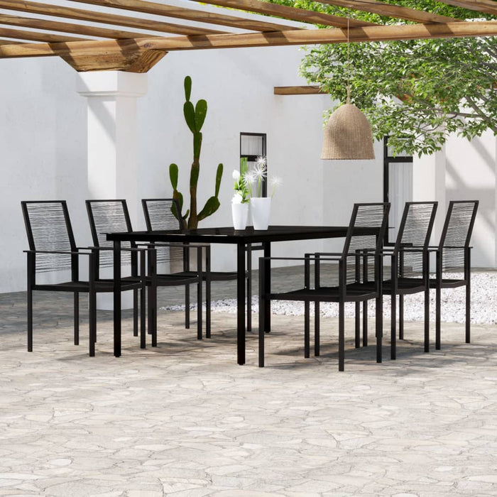 Set de mobilier pentru grădină, 7 piese, negru WALTI