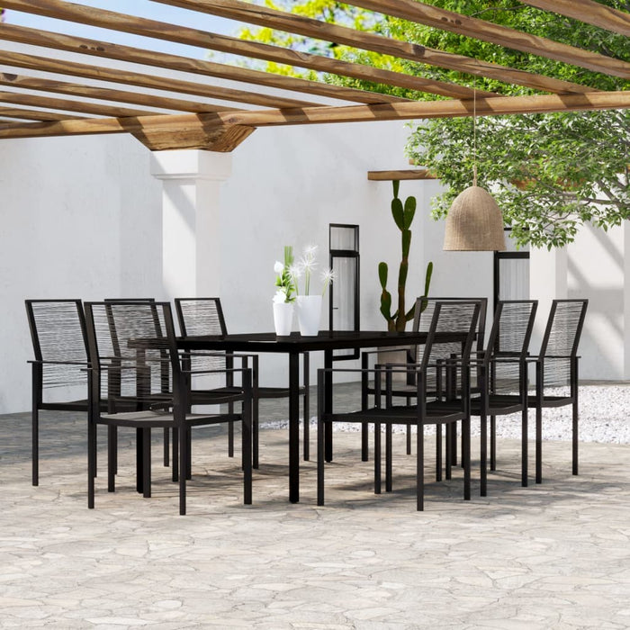 Set mobilier de grădină, 9 piese, negru WALTI