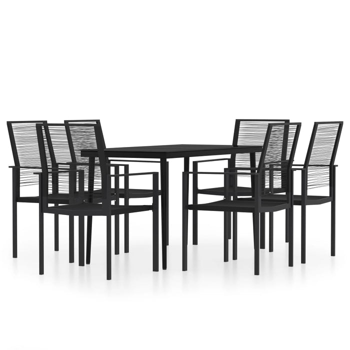 Set de servit masa pentru grădină, 7 piese, negru WALTI