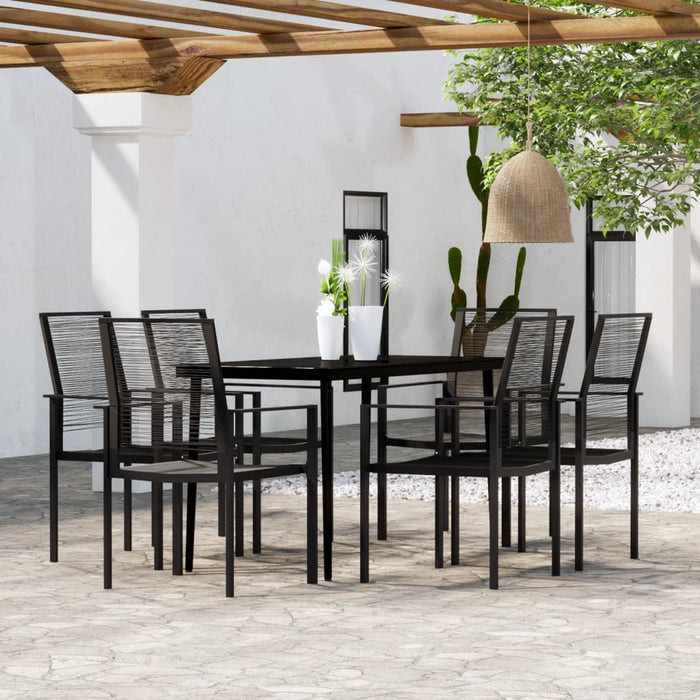 Set de servit masa pentru grădină, 7 piese, negru WALTI