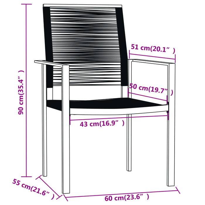 Set de mobilier pentru grădină, 7 piese, negru WALTI