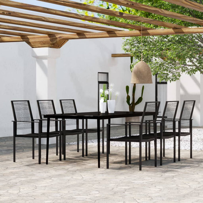 Set de mobilier pentru grădină, 7 piese, negru WALTI