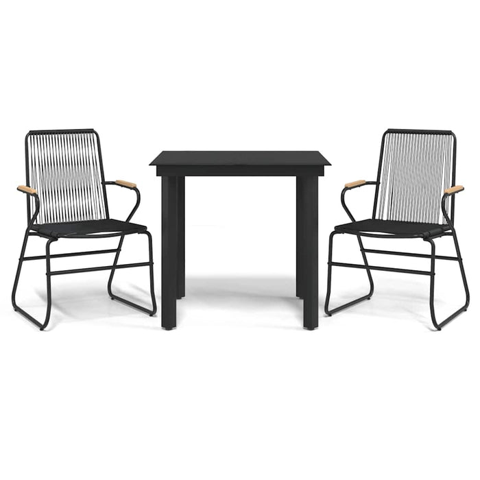 Set cu masă pentru grădină, 3 piese, negru, ratan PVC - WALTI WALTI