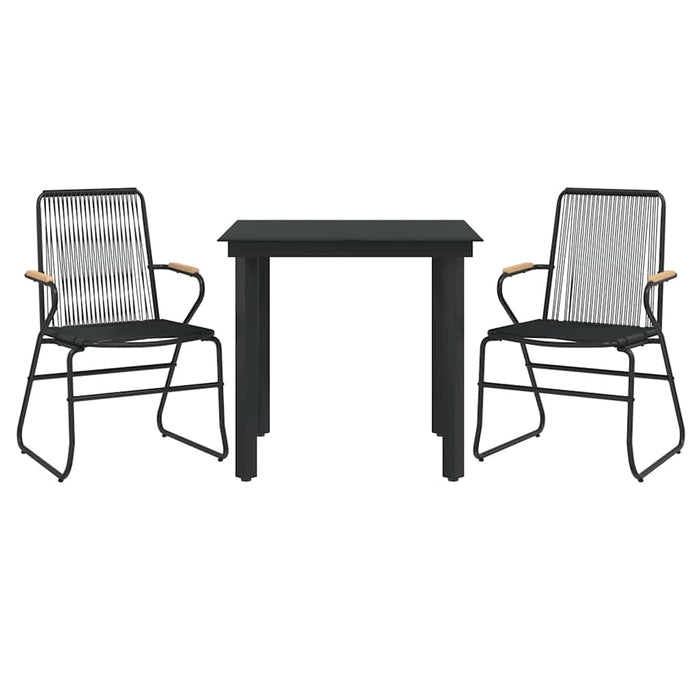 Set cu masă pentru grădină, 3 piese, negru, ratan PVC - WALTI WALTI