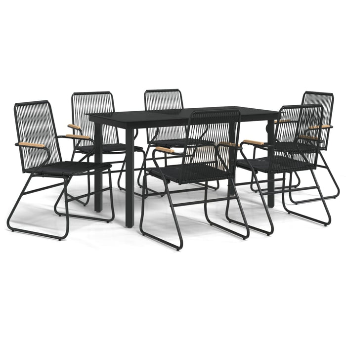 Set mobilier de grădină, 7 piese, negru, ratan PVC WALTI