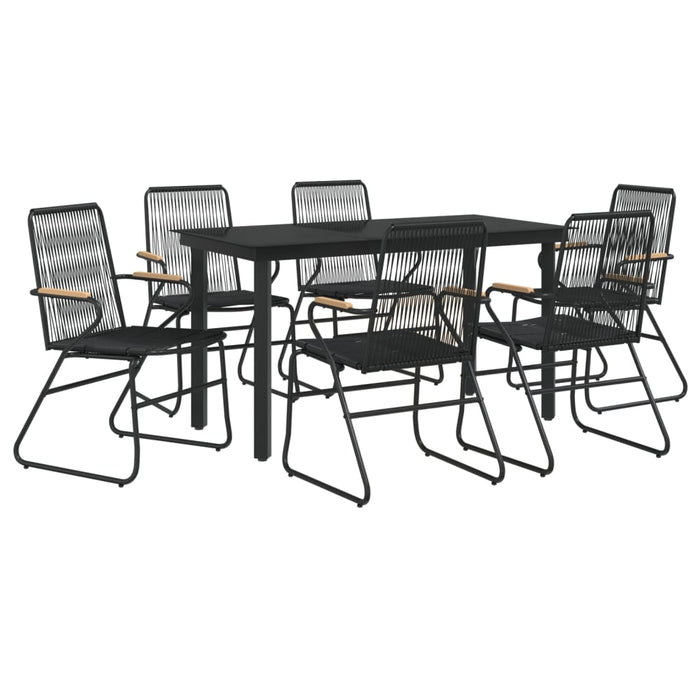 Set mobilier de grădină, 7 piese, negru, ratan PVC WALTI