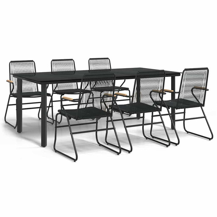 Set mobilier de grădină, 7 piese, negru, ratan PVC WALTI