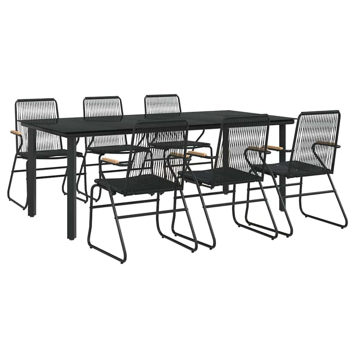 Set mobilier de grădină, 7 piese, negru, ratan PVC WALTI