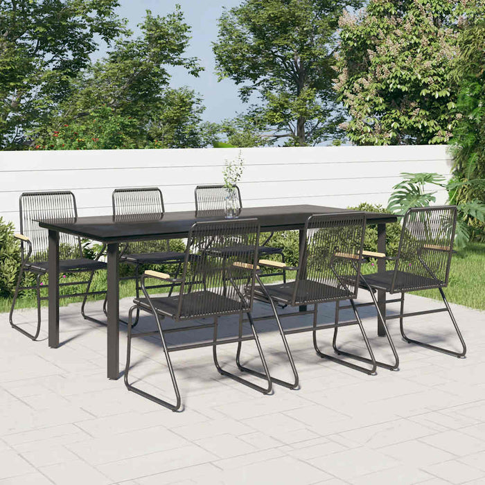 Set mobilier de grădină, 7 piese, negru, ratan PVC WALTI