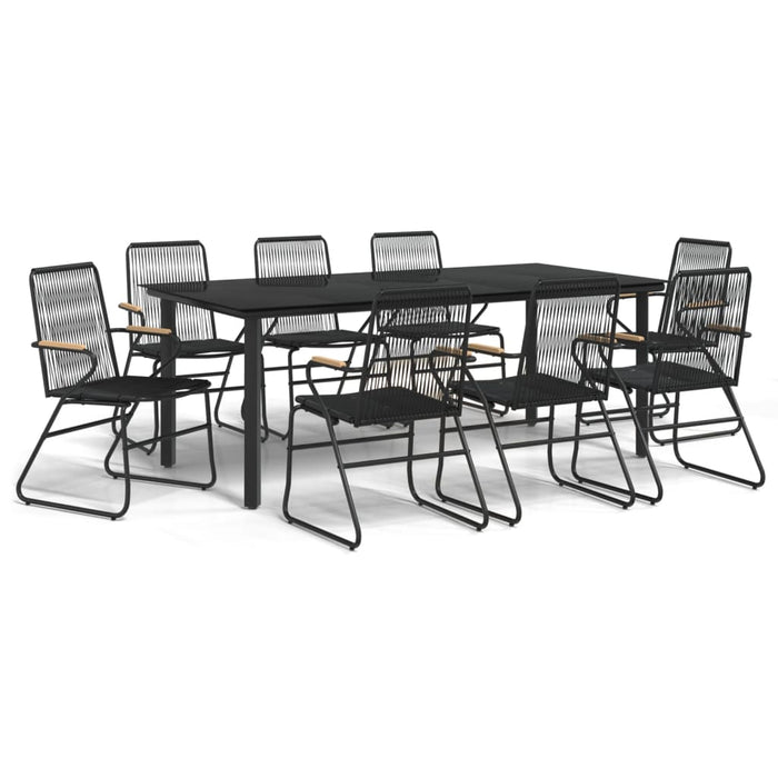 Set cu masă pentru grădină, 9 piese, negru, ratan PVC - WALTI WALTI