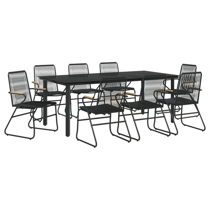 Set cu masă pentru grădină, 9 piese, negru, ratan PVC - WALTI WALTI