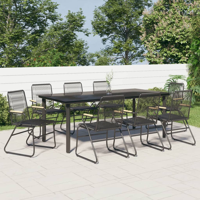 Set cu masă pentru grădină, 9 piese, negru, ratan PVC - WALTI WALTI