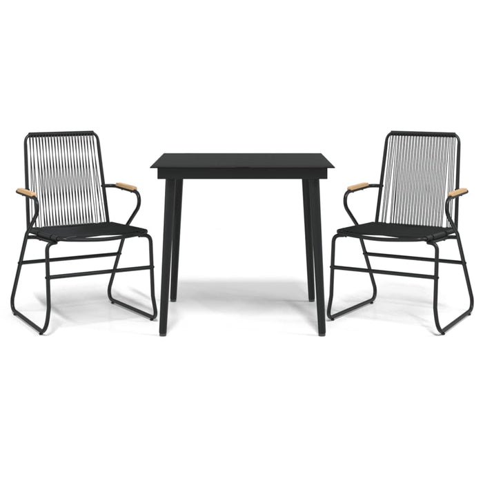 Set cu masă pentru grădină, 3 piese, PVC negru, ratan - WALTI WALTI
