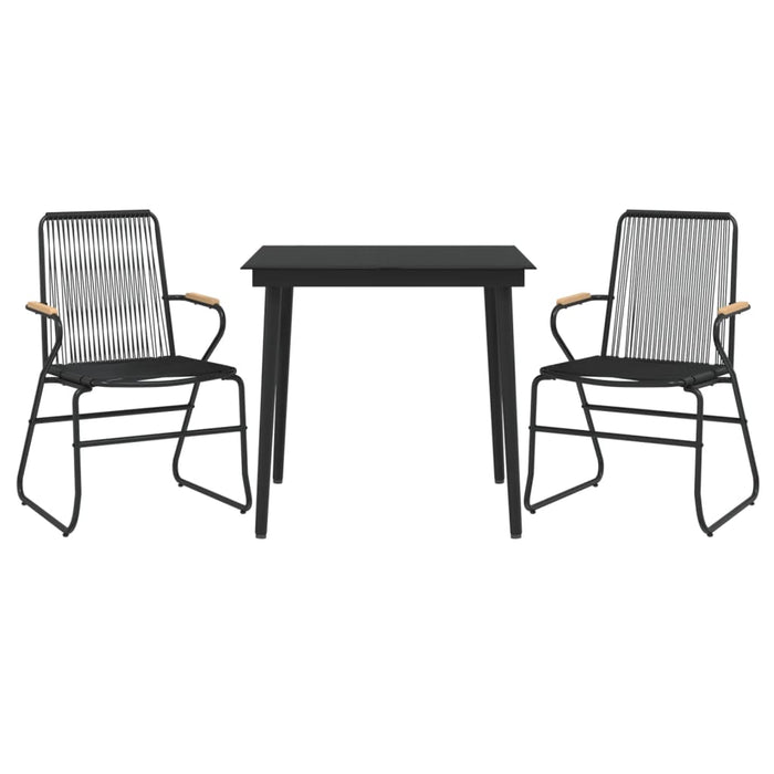 Set cu masă pentru grădină, 3 piese, PVC negru, ratan - WALTI WALTI