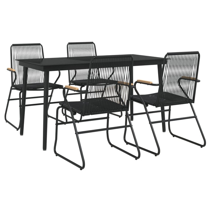 Set mobilier de grădină, 5 piese, negru, ratan PVC WALTI