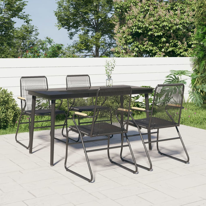 Set mobilier de grădină, 5 piese, negru, ratan PVC WALTI