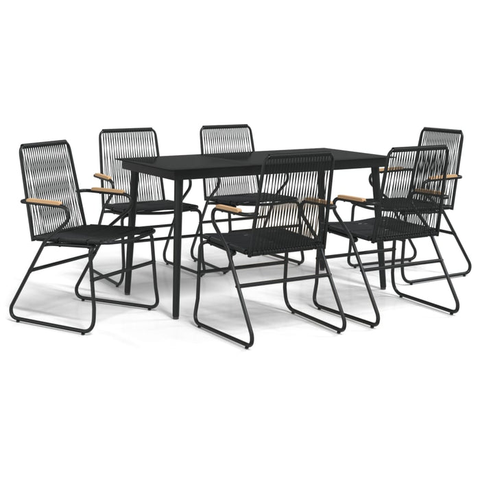Set mobilier de grădină, 7 piese, negru, ratan PVC WALTI
