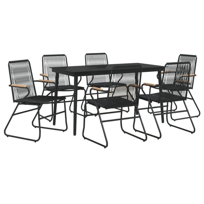 Set mobilier de grădină, 7 piese, negru, ratan PVC WALTI