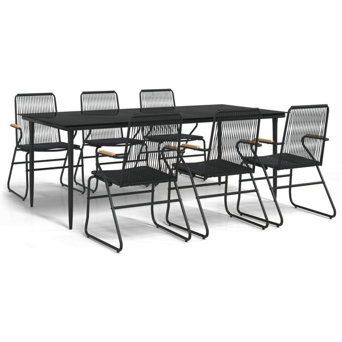 Set mobilier de grădină, 7 piese, negru, ratan PVC WALTI