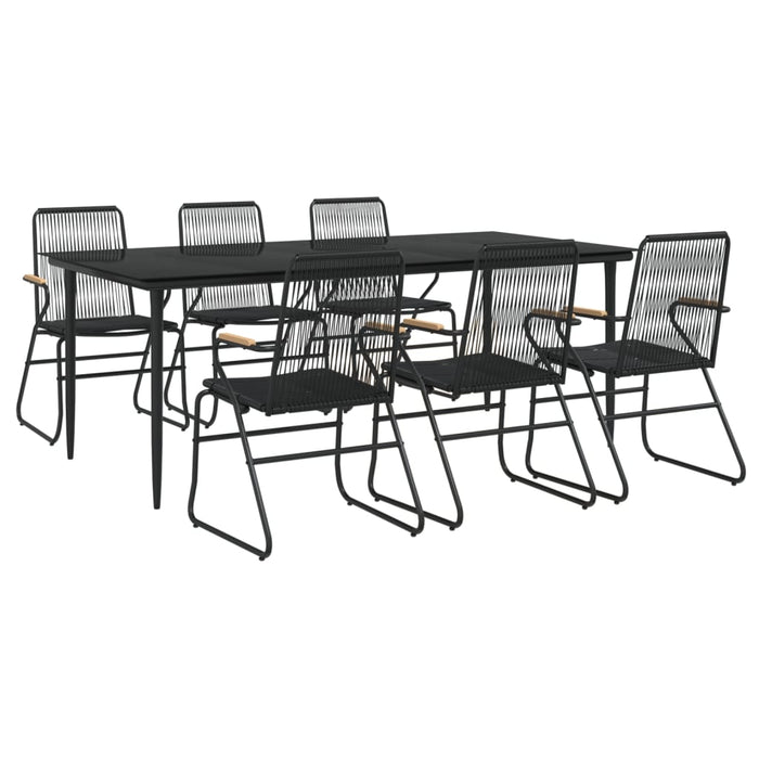Set mobilier de grădină, 7 piese, negru, ratan PVC WALTI