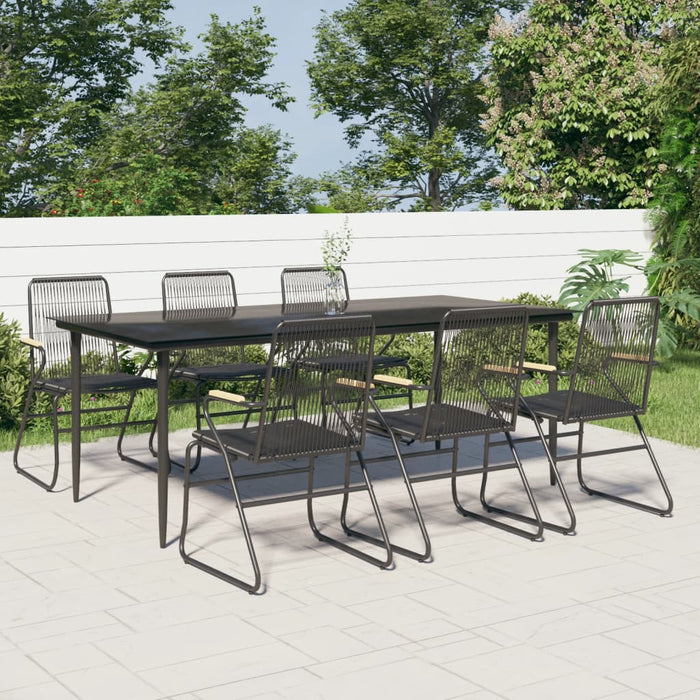 Set mobilier de grădină, 7 piese, negru, ratan PVC WALTI