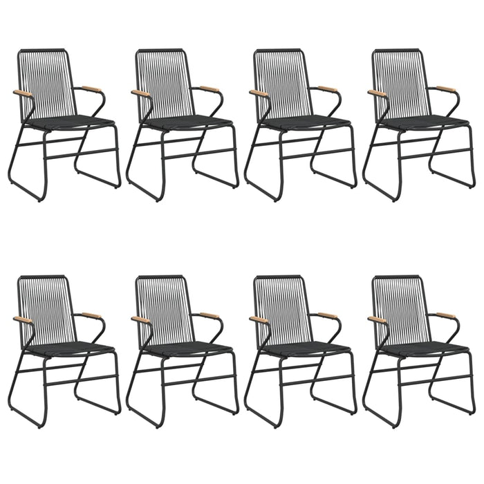 Set cu masă pentru grădină, 9 piese, negru, ratan PVC WALTI