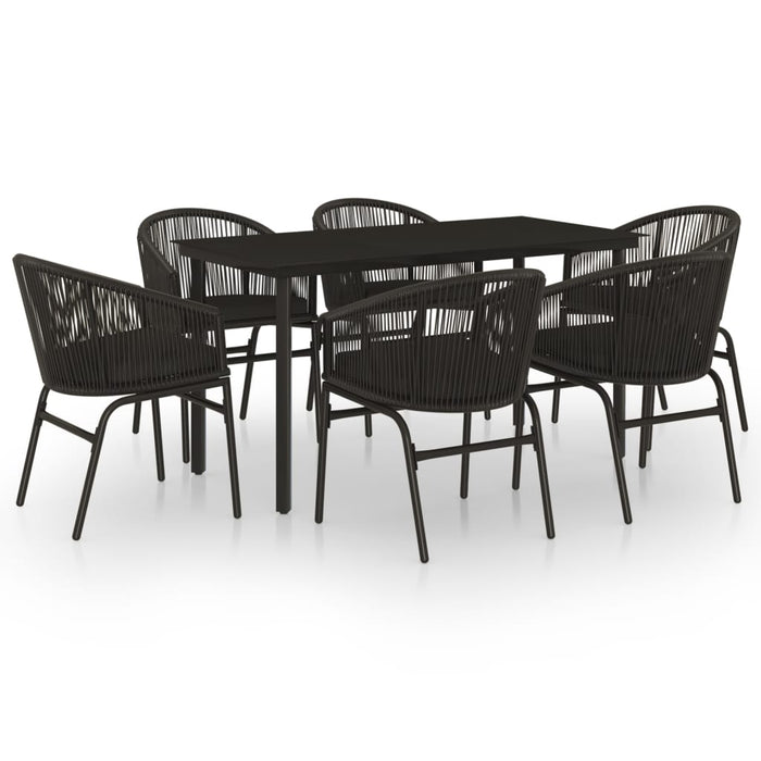 Set de servit masa pentru grădină, 7 piese, negru WALTI