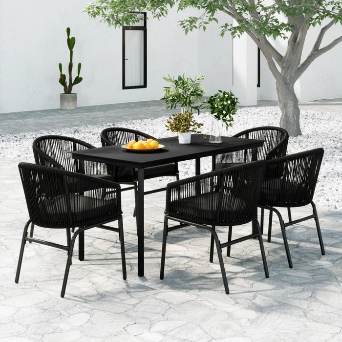 Set de servit masa pentru grădină, 7 piese, negru WALTI